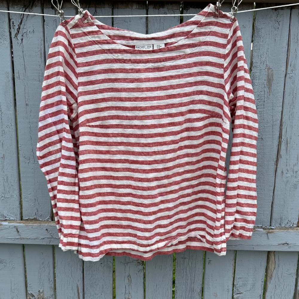 Rachel Zoe Women’s 100% Linen Striped Top Size M